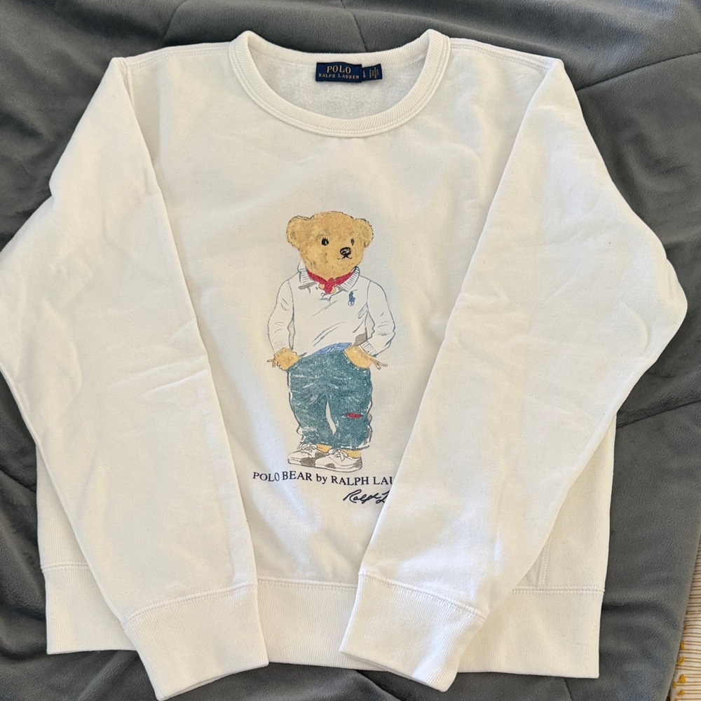 Polo by Ralph Lauren White Sweater with Bear Design